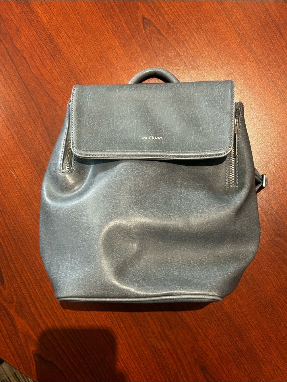 Matt & Nat Black Vegan Leather Flap Backpack